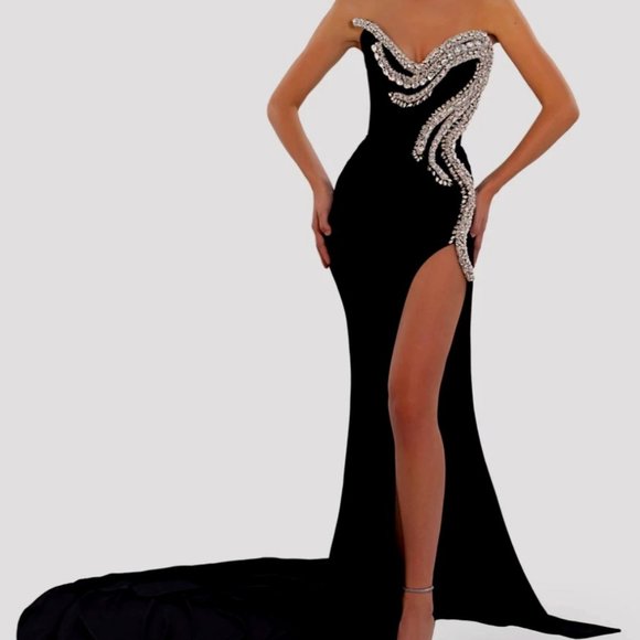 Albina Dyla Dresses & Skirts - Albina Dyla "Long Black Dress w/ Embroidered Detail"